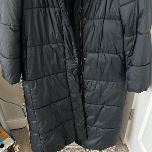 Banana republic black hooded puffer winter down coat/ jacket - Picture 4 of 6